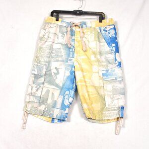 WXY Men's Swim Trunks Yellow Grey Blue Size Medium Board Shorts Suffer Dude